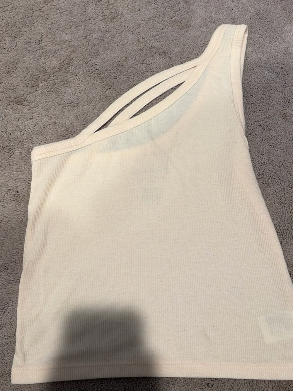 Cream One-Shoulder Ribbed Women's Aerie Soft & Sexy Tank Top